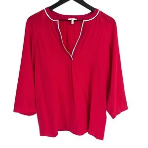Joie Small Pink Silk V- Neck 3/4 Sleeve Blouse